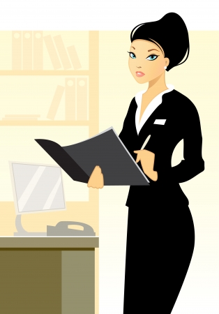 Vector illustration of a young secretary in officeのイラスト素材