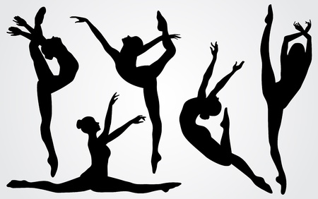 Vector illustration black silhouettes of a ballerinaのイラスト素材