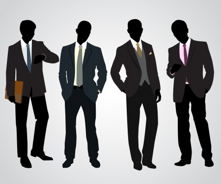 Vector illustration of a four businessman silhouettes のイラスト素材