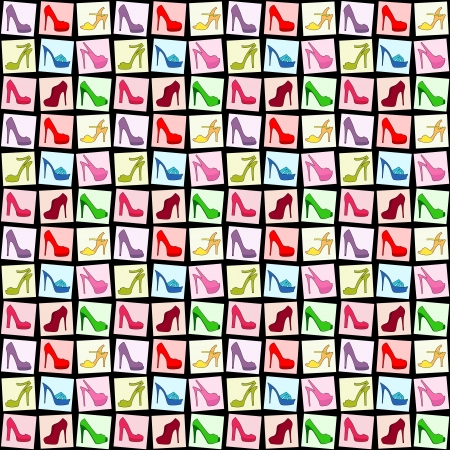 Vector illustration of a seamless background with shoesのイラスト素材