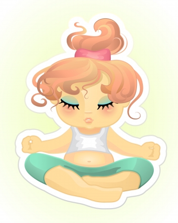 Vector illustration of a girl practising yogaのイラスト素材