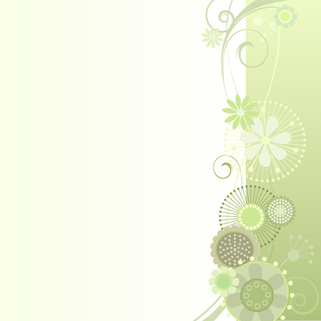 Vector illustration of a floral background in light greenのイラスト素材