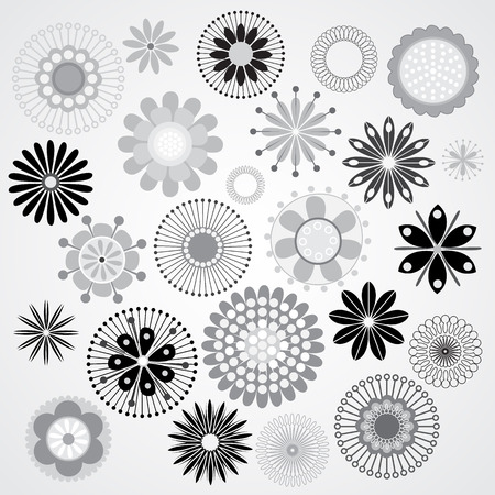 illustration of a black and white flowersのイラスト素材