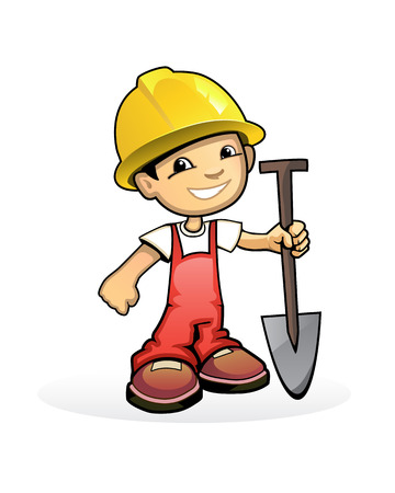 illustration of a builder with shovelのイラスト素材