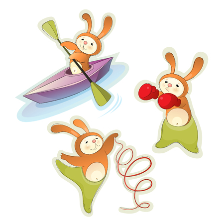 illustration of a three sport haresのイラスト素材