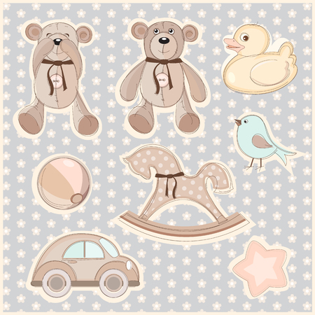 illustration of a set of children's toysのイラスト素材