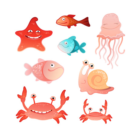 illustration of a collection of marine inhabitantsのイラスト素材