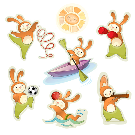 illustration of a sport hares setのイラスト素材