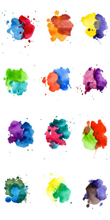 Abstract hand drawn watercolor background,vector illustration. Watercolor composition for scrapbook elements. Watercolor shapes on white backgroundのイラスト素材