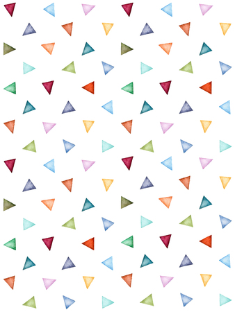 Abstract pattern of colorful watercolor triangles. Pastel colors. Hand painted geometric...