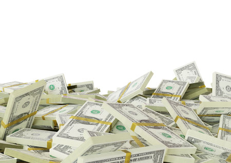 Large pile of united states dollar bill large resolution for business, finance, news background 3d renderingの写真素材