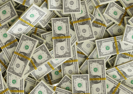 Large pile of united states dollar bill large resolution for business, finance, news background 3d renderingの写真素材