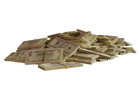 Large pile of five united states dollar bill large resolution for business, finance, news backgroundの写真素材