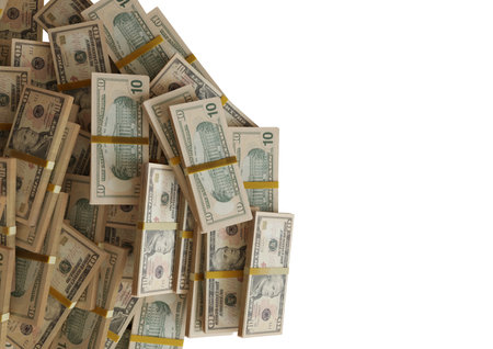 Large pile of ten united states dollar bill large resolution for business, finance, news background