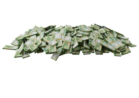 Stack Russian cash or banknotes of Rusia rubles scattered on a white background isolated The concept of Economic, Finance, Background, news, social media and texture of money 3d Rendering 500 Rubleの写真素材