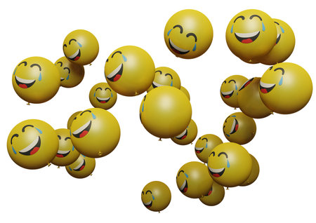 sweat smiling 3d render emoticon or emoji perfect for sosial media, branding, advertisement promotionの写真素材