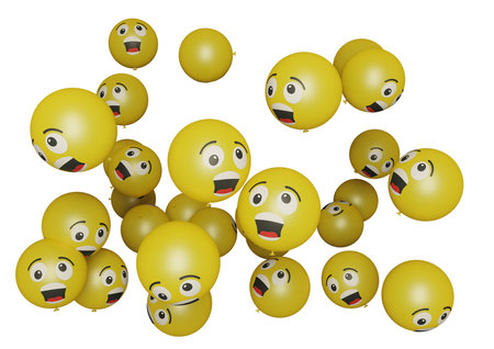 sweat smiling 3d render emoticon or emoji perfect for sosial media, branding, advertisement promotionの写真素材