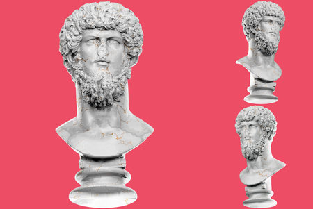 Colossal portrait of Lucius Verus 3D render, perfect for historical projects and museum promotionsの写真素材