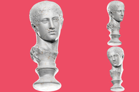 Marble and Gold Statue of Diskoforos, Perfect for Decor or Promotionの写真素材