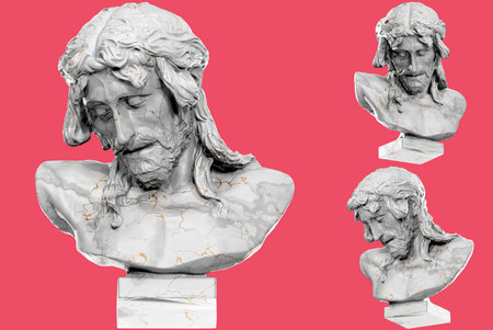 Render of Christ on the Crucifix with dramatic lightingの写真素材