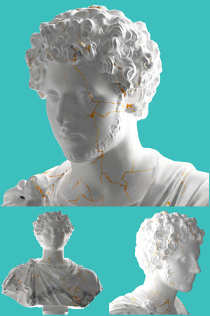 marble Portrait of a young Marcus Aurelius statue for apparel, album covers, website, social mediaの写真素材