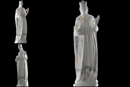 Elegant white marble statue of Empress Cunigunde gold accents perfect for promotions, social mediaの素材