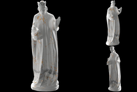 Elegant white marble statue of Empress Cunigunde gold accents perfect for promotions, social mediaの写真素材