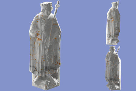 King Solomon Statue Render in Gold and Marble - Perfect for Social Media and Promotion!の写真素材