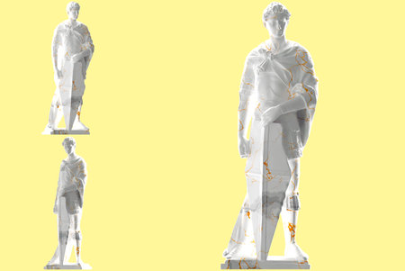 Saint George statue in white marble gold. Perfect for apparel, album covers, social media promotionの写真素材