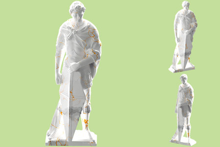 Saint George statue in white marble gold. Perfect for apparel, album covers, social media promotionの写真素材