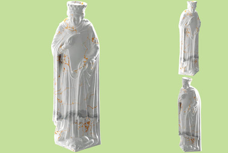 Elegant Queen of Sheba 3D render with white marble and gold material, perfect for luxury apparel and album coversの写真素材