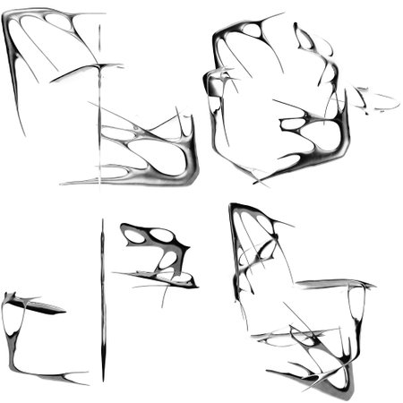 Symbols of the alphabet made of broken glass on a white backgroundの写真素材