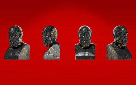 Socrates Digital Portrait in Black Marble and Gold Graphic Asset