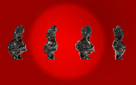 Marie Antoinette Digital Portrait Bust in Black Marble and Goldの写真素材
