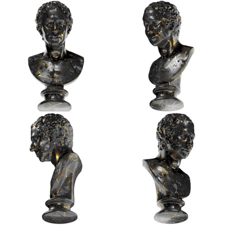 JJ Winckelmann Black Marble Portrait Bust Graphic Design Assetの写真素材