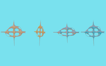 Futuristic Iridescent Tribal Futuristic Render 3D Shape - Metallic Graphic Design Assetの写真素材