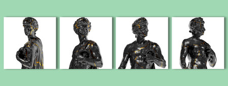 Sculpture Of Amor patriae Allegory symbolizing patriotism Renaissance Portrait Bust in Black Marble and Goldの写真素材