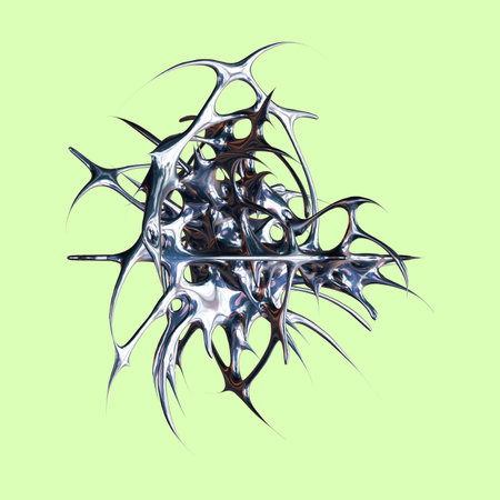 futuristic chrome liquid Abstract metallic shape 3d renderの写真素材