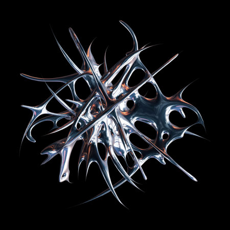 futuristic chrome liquid Abstract metallic shape 3d renderの写真素材