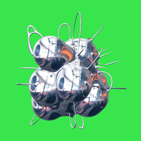 futuristic chrome liquid Abstract metallic shape 3d renderの写真素材