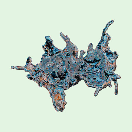 futuristic chrome liquid iridescent Abstract metallic shape 3d render