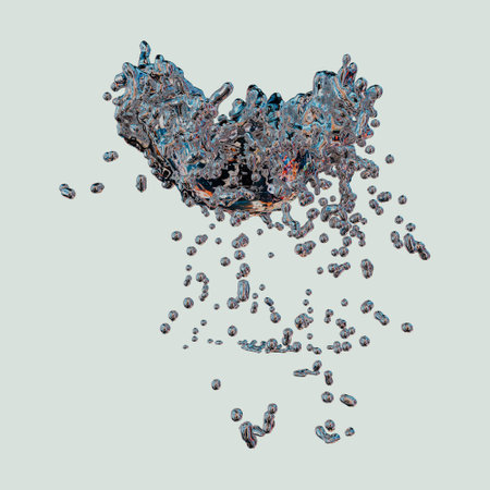 futuristic chrome liquid iridescent Abstract metallic shape 3d renderの写真素材