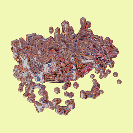 futuristic chrome liquid iridescent Abstract metallic shape 3d renderの写真素材