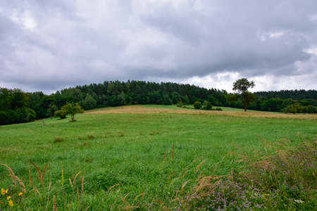 Bieszczady Mountains, beautiful natural landscape on a summer afternoon in the rain.の写真素材