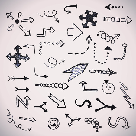 Hand drawn simple arrows setのイラスト素材