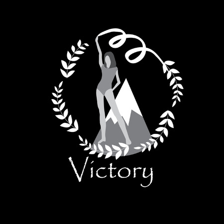 Gymnast girl with ribbon and laurel wreath. Vector illustrationのイラスト素材