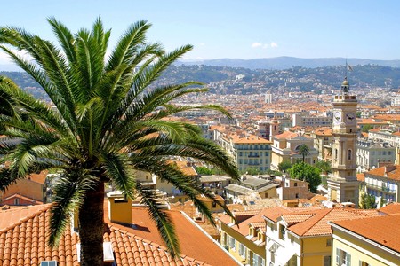 Bird view panorama of City of Nice, Franceの写真素材