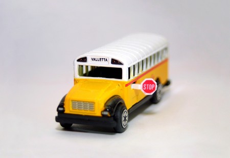 Classic Malta bus toyの写真素材
