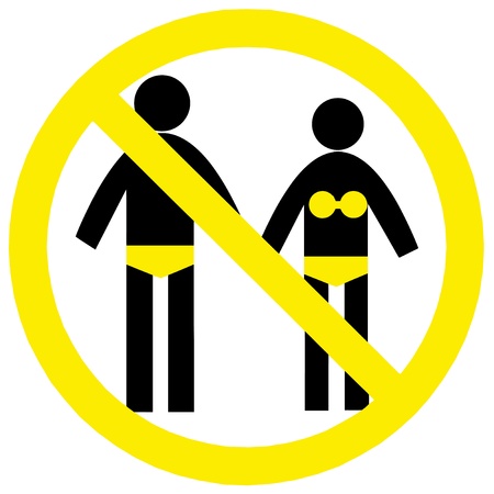 Vector illustration of *No entry in swimsuits* signのイラスト素材