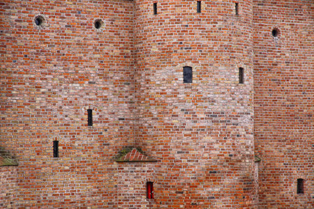 Close-up wall of fortification castle in Warsaw, Polandのeditorial素材